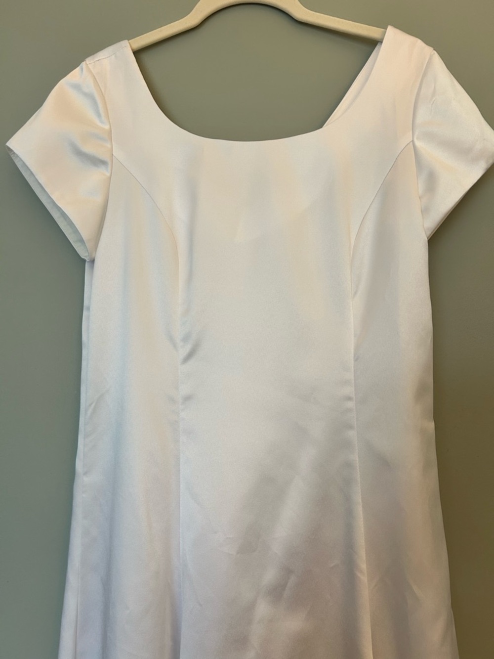 Vintage 80’s White Satin Women’s Gown Homemade Scoop-Neck Full A-Line Skirt - Picture 3 of 11